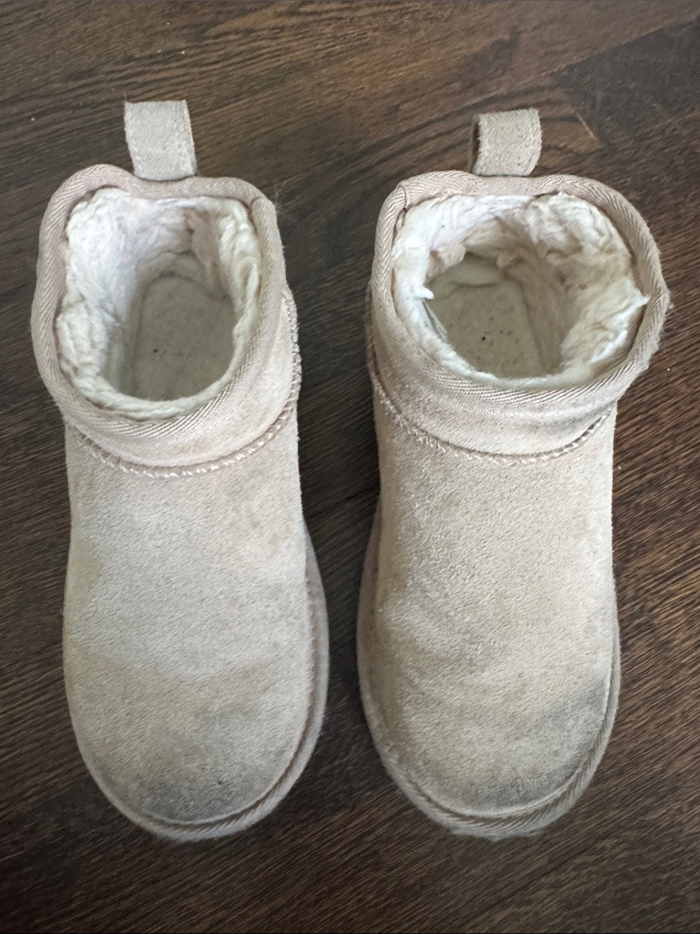 UGG Kids Tan Suede Shearling-Lined Booties